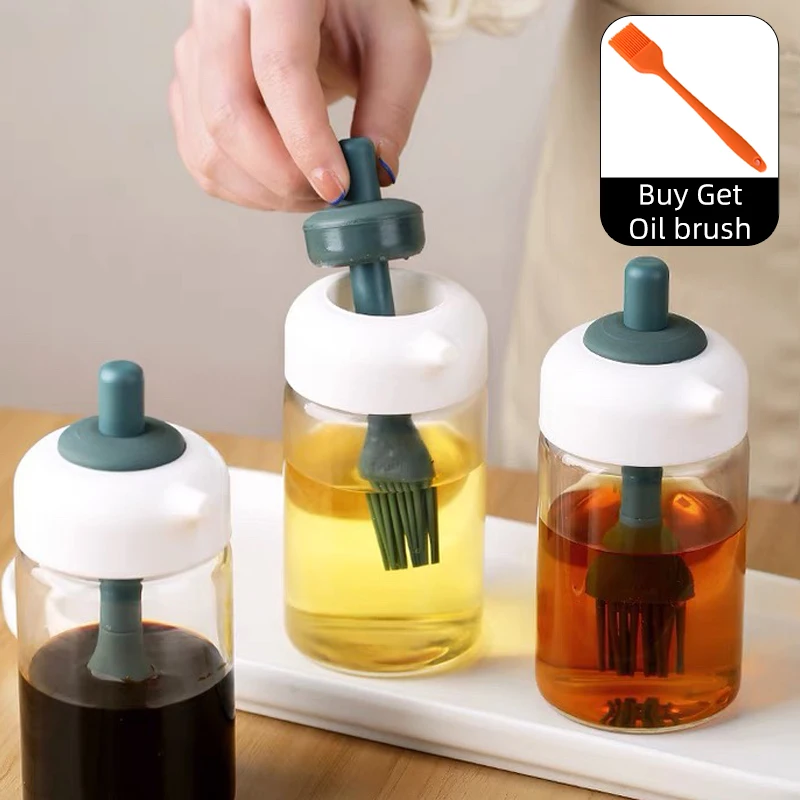 Креативная стеклянная бутылка для масла с кисточкой Бутылка уксуса Контейнер