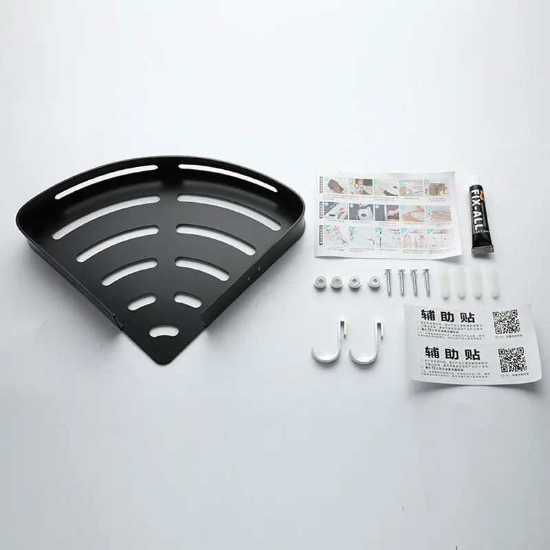 Полка-органайзер для ванной комнаты стойка хранения душа черные угловые полки