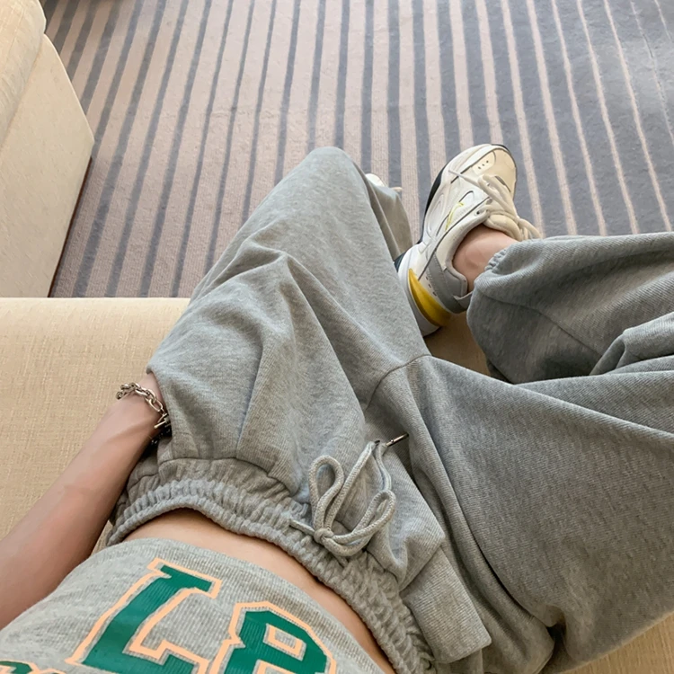 

YTX1901 2021 new Gray sweatpants women loose leggings pants spring high-waisted trousers