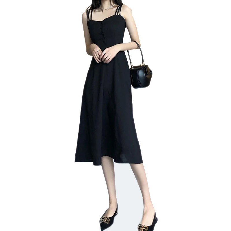 

Summer Long Dress For Dresses Women 2021 Casual Strappy Black Sexy Short Sleeve Plus Size Clothing Corset Korean Fashion Evening