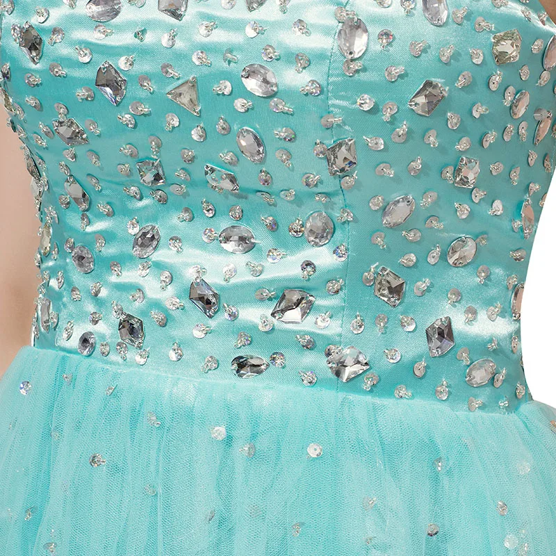 

Classic Maid Of Honor Dresses Strapless A Line Lace Up Wedding Guest Gown Sleeveless Sequins Robe Demoiselle D'Honneur SD084