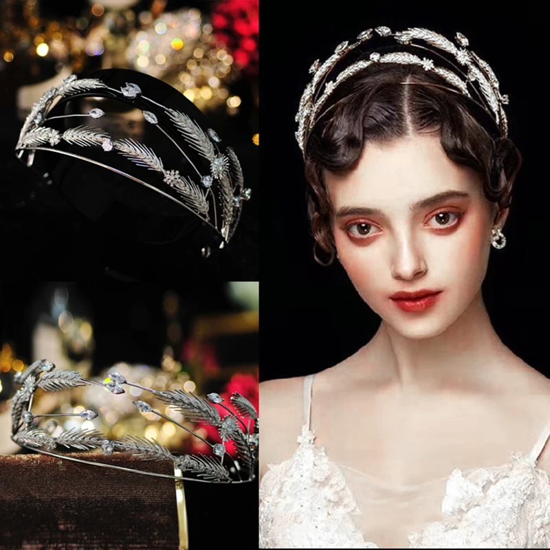 Свадебный ободок для волос HIMSTORY свадебный аксессуар с украшением в виде короны