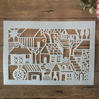 a4 29cm countryside rural house diy layering stencils wall painting scrapbook coloring embossing album decorative template