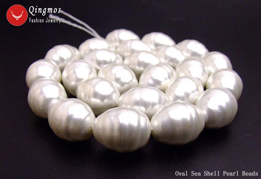 Qingmos блеск 13*16 мм овальные белые морские жемчужные бусины в виде ракушки для