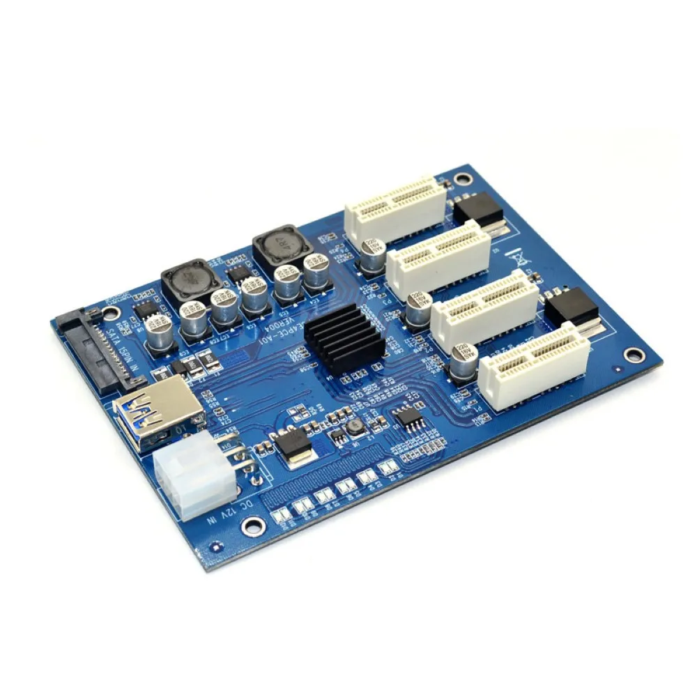 

Graphics Card Set 1 Slot PCI-E Express 1X to 4 Slot 16X Mini ITX 1X to 4 PCI-E Adapter Riser Card Kit for BTC Miner Mining