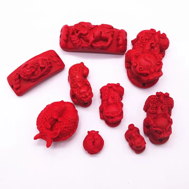 Натуральная киноварь ручной работы Pixiu Очаровательные бусы счастливый амулет