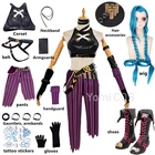 Костюм для косплея Jinx Лига Легенд, аниме искусственная длинная тату-наклейка с париком, ботинки, униформа LOL Jinx