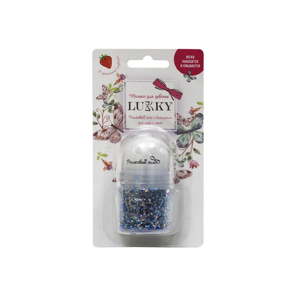 Роликовый гель с блёстками LUKKY для лица и волос 20мл (бирюз-сереб) Детская