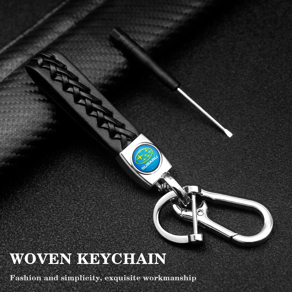 

Car Keychain Car Logo 3D Metal Leather Key Ring Auto Pendant Styling for Subaru Forester Impreza Car Accessories Key Chain