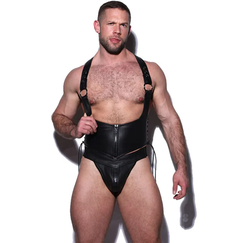 Мужские сексуальные костюмы из искусственной кожи для ночного клуба эротический