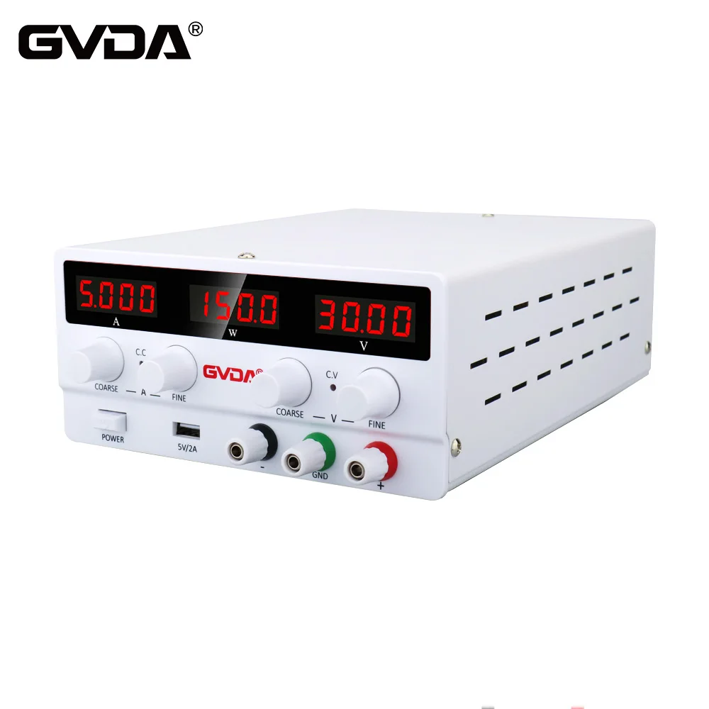 GVDA USB DC Regulated Laboratory Power Supply Adjustable 30V 10A Voltage Regulator 60V 5A Stabilizer Switch Bench Power Source