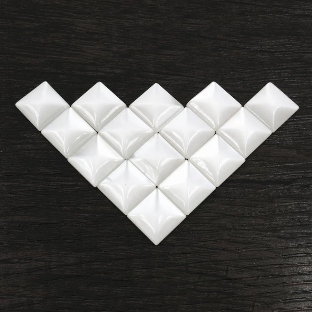 

40pcs 12mm Square Resin Cameo Cabochons White Color Flat Back Cabochon Setting Supplies for Jewelry Finding-O7-14