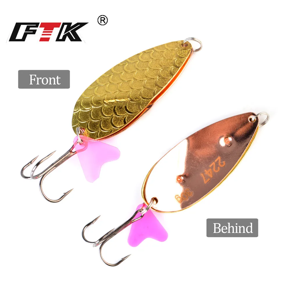 

FTK Fishing Metal Plate Marine Cut 2 Extra Strong 25/30/35g Simulate Scales Single and Doule Sequins With Zinc Alloy Material