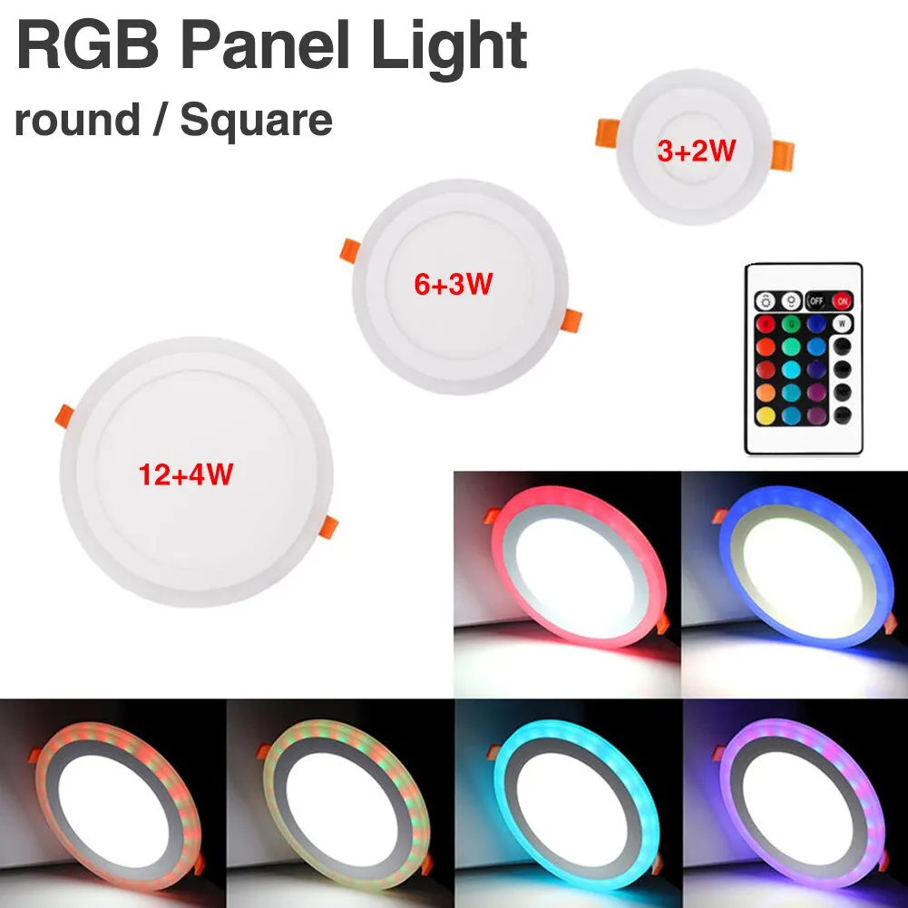 

Встраиваемая круглая квадратная Светодиодная лампа RGB, 5-16 Вт, 85-265 В переменного тока светодиодный Светодиодная лампа для спальни, кухни, ван...