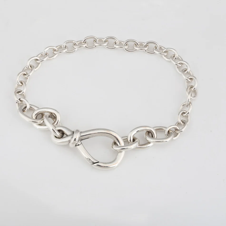

S925 Sparkling Infinity Knot Chain Bracelet for Women Girl Lady Gift