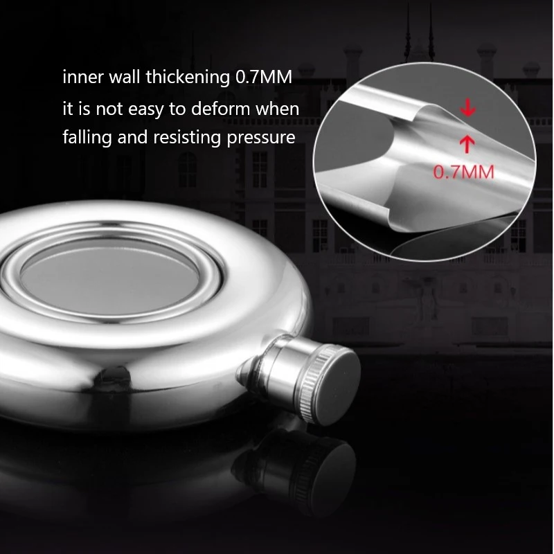 5 унций круглые полупрозрачные Нержавеющая сталь винных фужеров плоская Фляжка