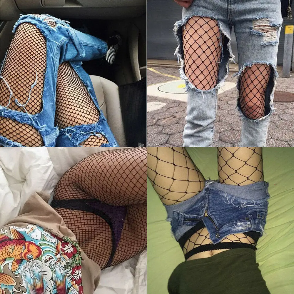 

Женские колготки, Чулочные изделия, Черные Сетчатые эластичные чулки до бедра, колготки обтягивающие