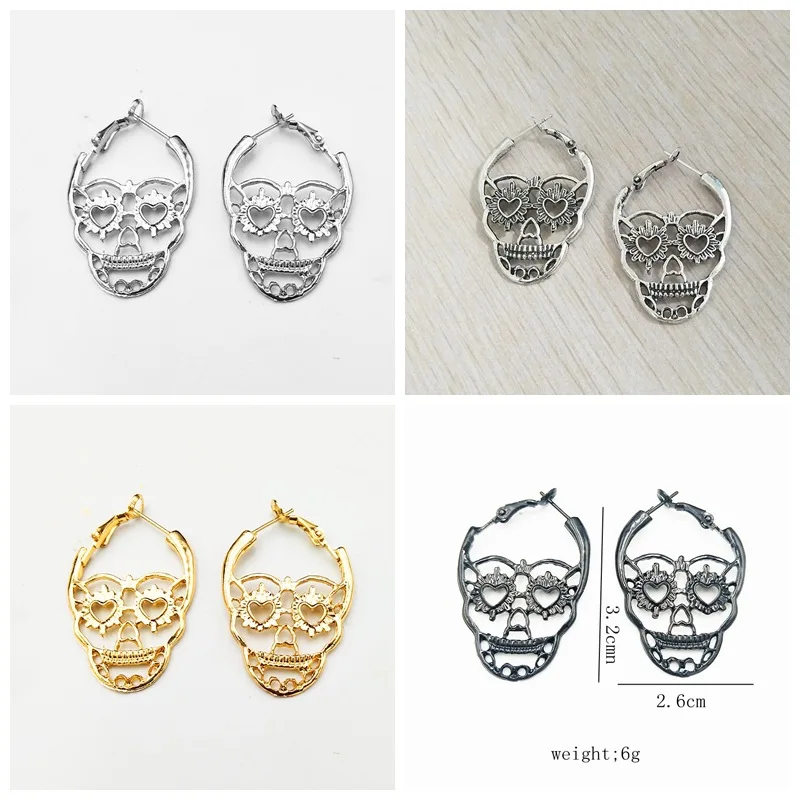 Новинка серьги в стиле ретро с черепом головой призрака из сплава симметричные