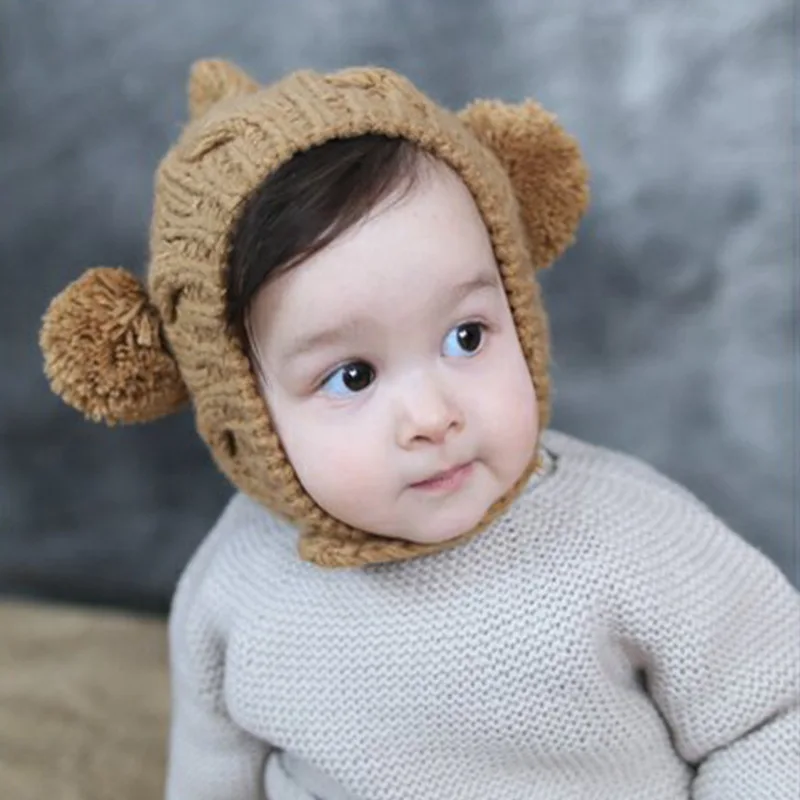 

0-4years Baby Girls Baby Boys Knitted Hat Fall Winter Infant Toddler Pompom Warm Hat KF435