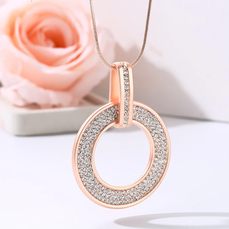 Длинное ожерелье Женская Золотая Серебряная цветная змеиная цепь с круглым