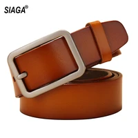 womens all match fashion retro real cow genuine leather belts simple buckle metal metal belt for women jeans fco007