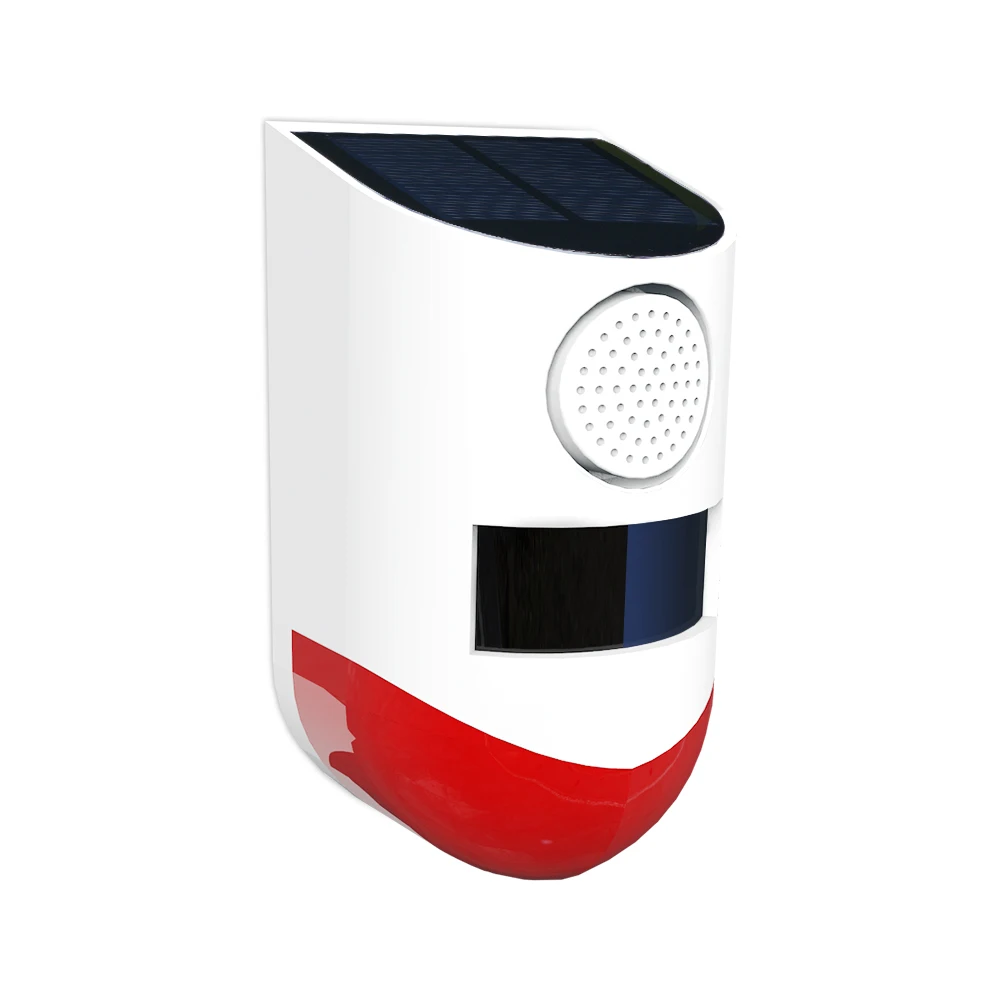 

Лидер продаж, инфракрасный датчик движения на солнечной батарее, сирена, Стробоскопическая сигнализация, водонепроницаемая, 120 дБ, громкий ...