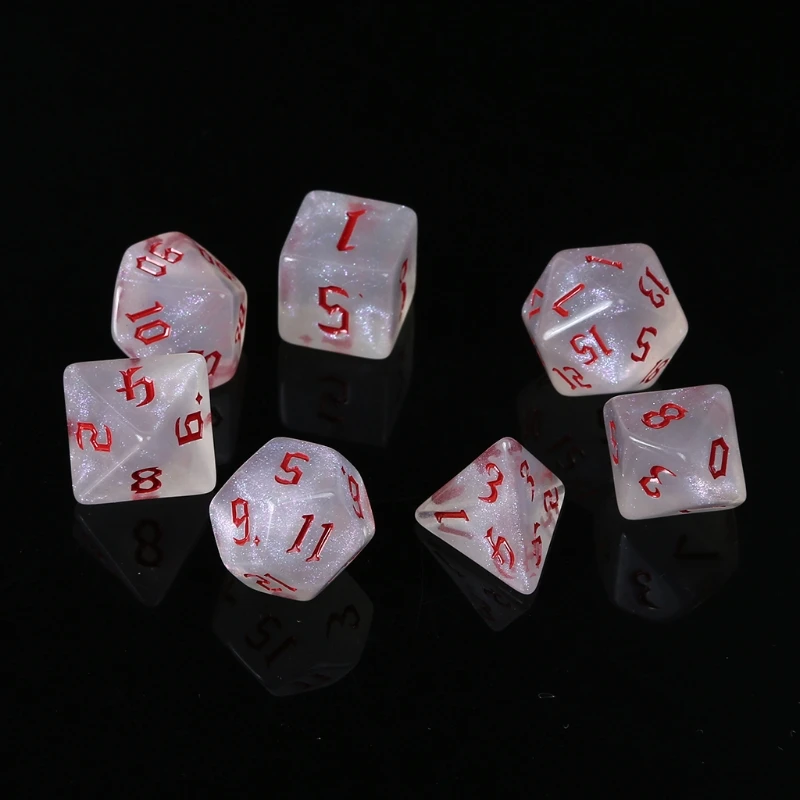 

7 Pcs Resin Polyhedral Dices for DND RPG MTG Dials Dice Desktop Table Board Game Toy