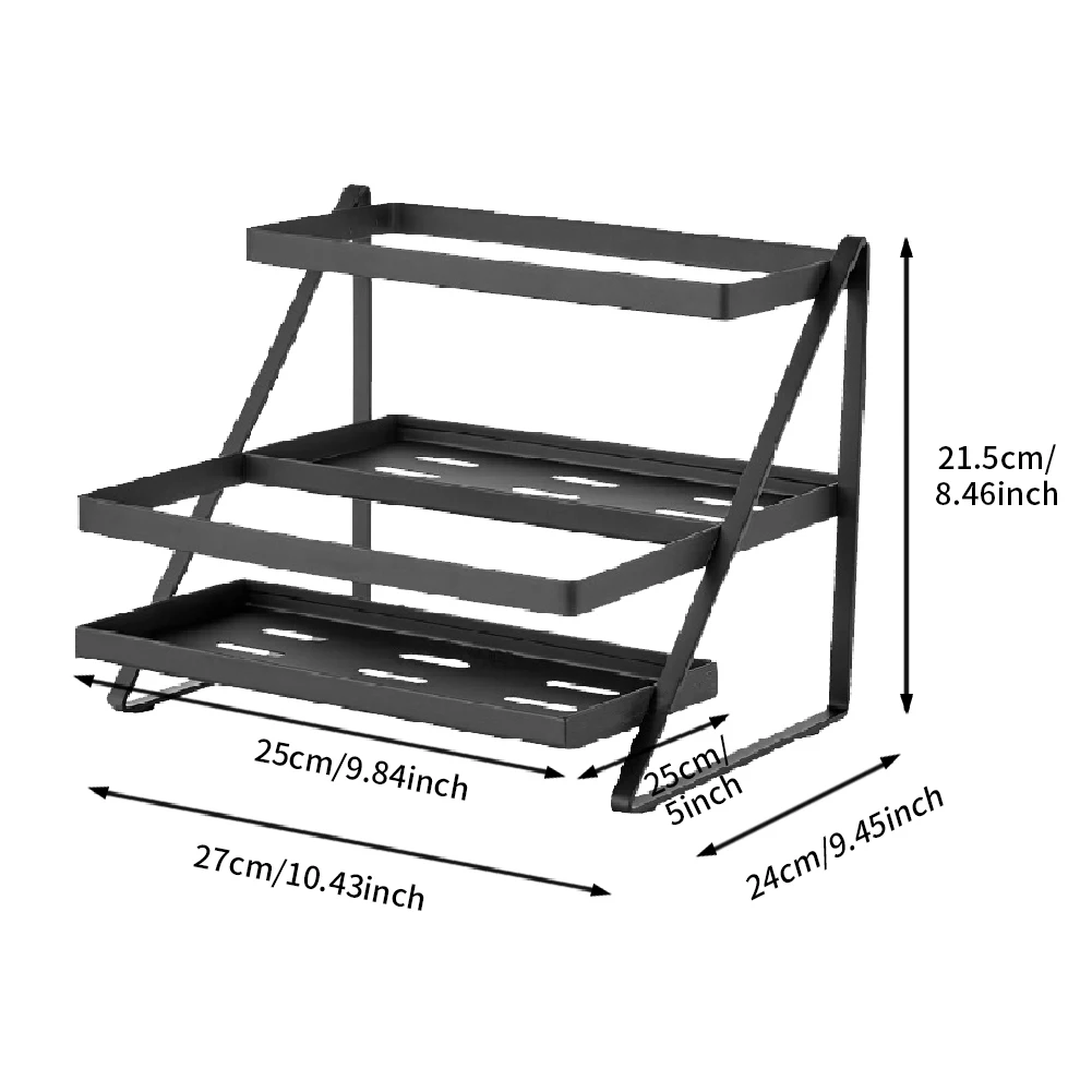 

2 Tier Stable Modern Stainless Steel Universal Out Seasoning Rack Kitchen Organizer Anti Rust Storage Shelf Space Saving