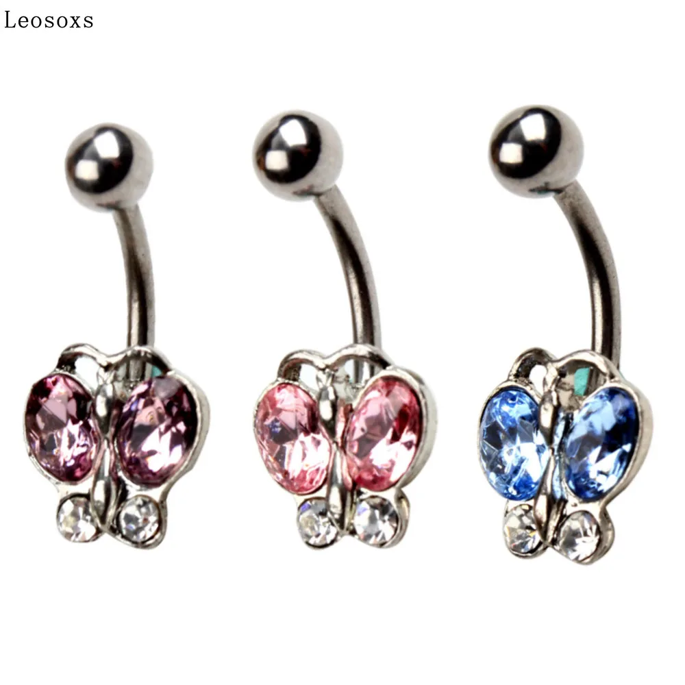 

Leosoxs 1 Pcs Stainless Steel Butterfly Belly Button Ring Belly Button Nail Piercing Jewelry