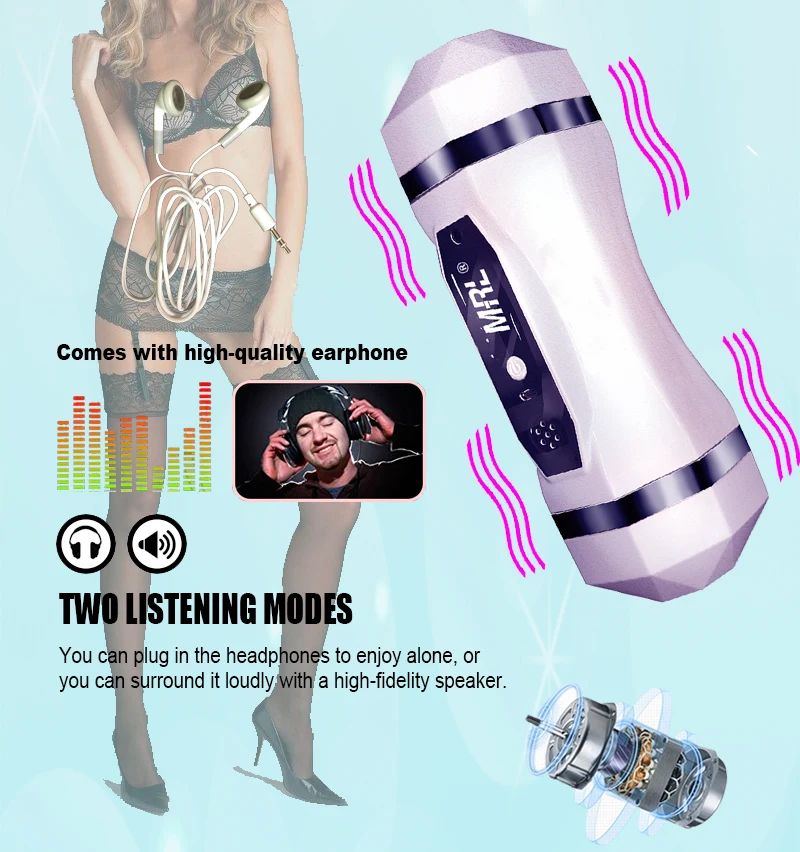 Мужской стиль реальная киска Vabrator с наушниками телефон для мужчин секс-шоп Hands Free