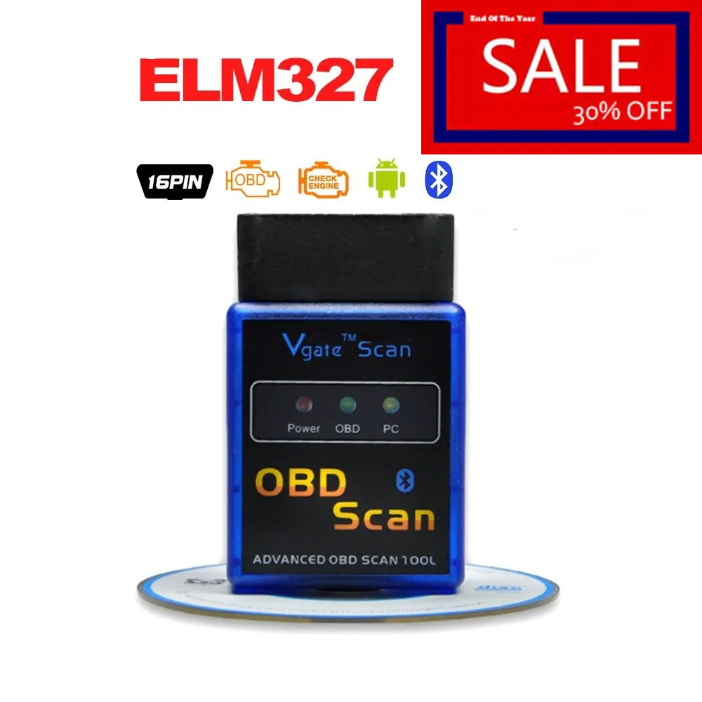 Новый мини сканер ELM 327 Bluetooth Vgate Scan OBD2 / OBDII ELM327 V2.1 диагностический инструмент