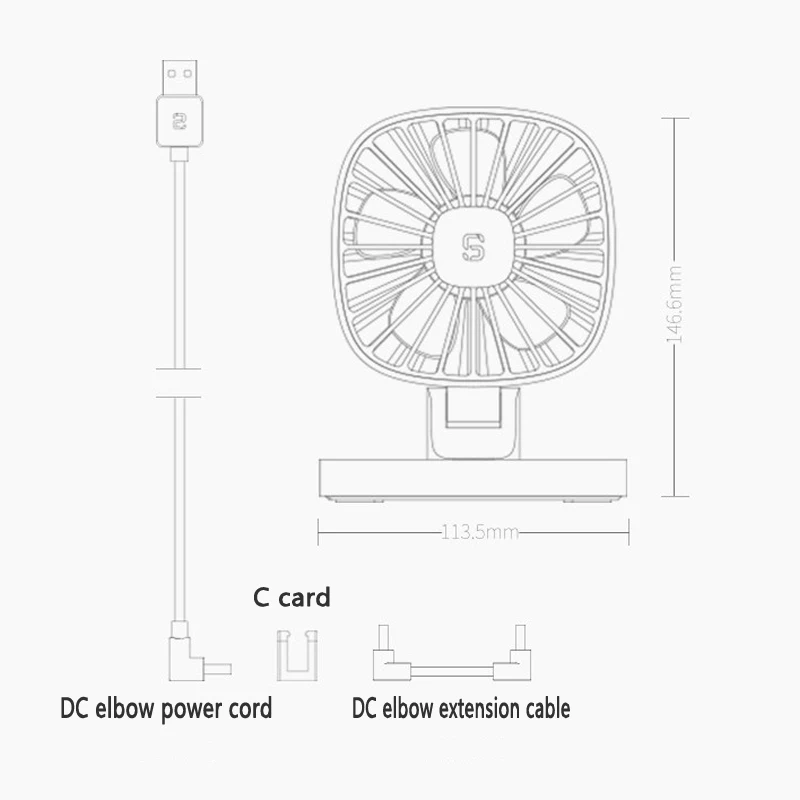 Портативный автомобильный охлаждающий usb-вентилятор 12 В регулируемый на 360