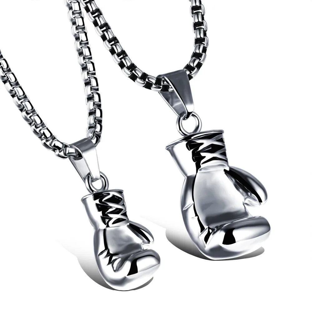 JHSL Men Statement Boxing Glove Necklace Pendants Stainless Steel Black Gold Color Sports Fashion Jewelry Dropship GX1018 | Украшения и