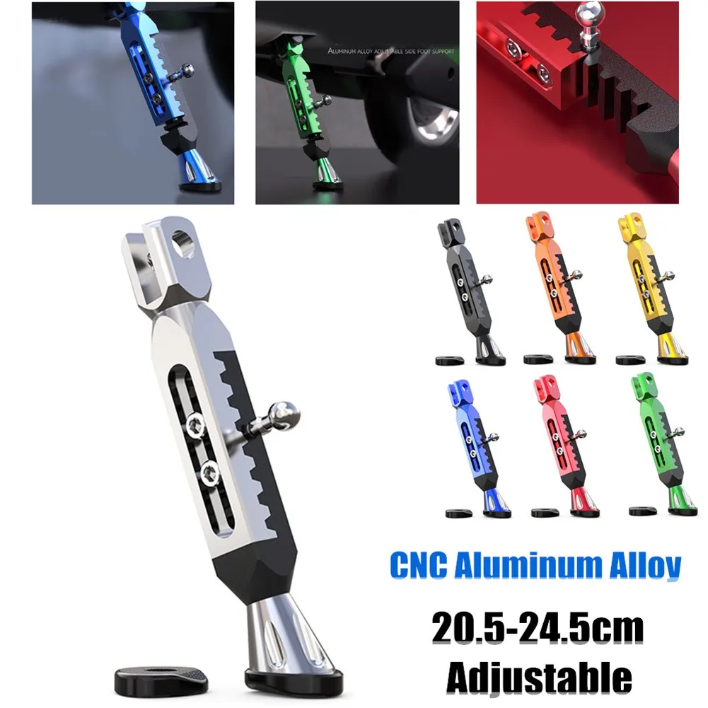 

1pcs Motorcycle Kickstand Adjustable Foot Side Support Parking Stand Kickstand CNC Aluminum Alloy For Electric Motorbike Parking