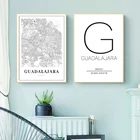 Плакат на холсте, с изображением карты Мехико, Халиско