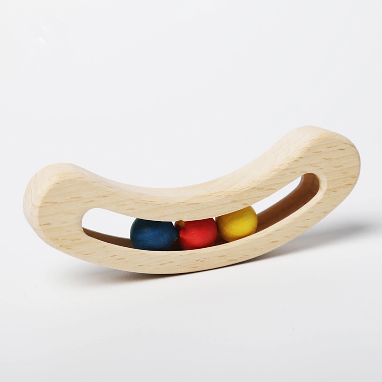

Baby Teether Wood Ring Wooden Rattle Silicone Round Beads Kids Toy