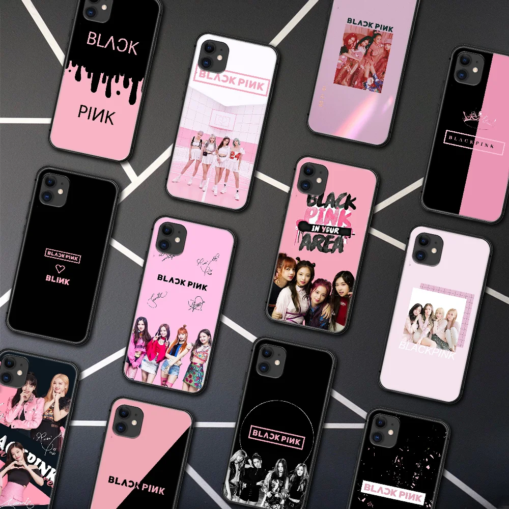 

BlackPinks Girl Korea Kpop Phone Case For Iphone 5 5S SE 2020 6 6S 7 8 Plus 11 12 Mini X XS XR Pro Max black Back Silicone Etui