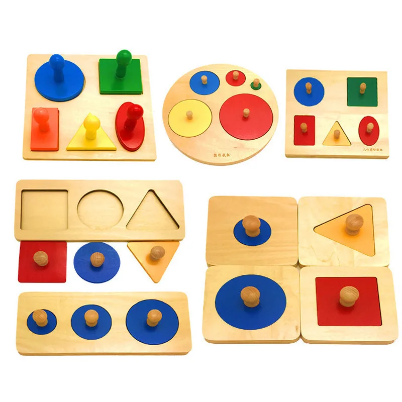 

Early Childhood Education Puzzle Of Teaching Aids Enlightenment Geometry Panel Wooden Shape Handgrip Toy