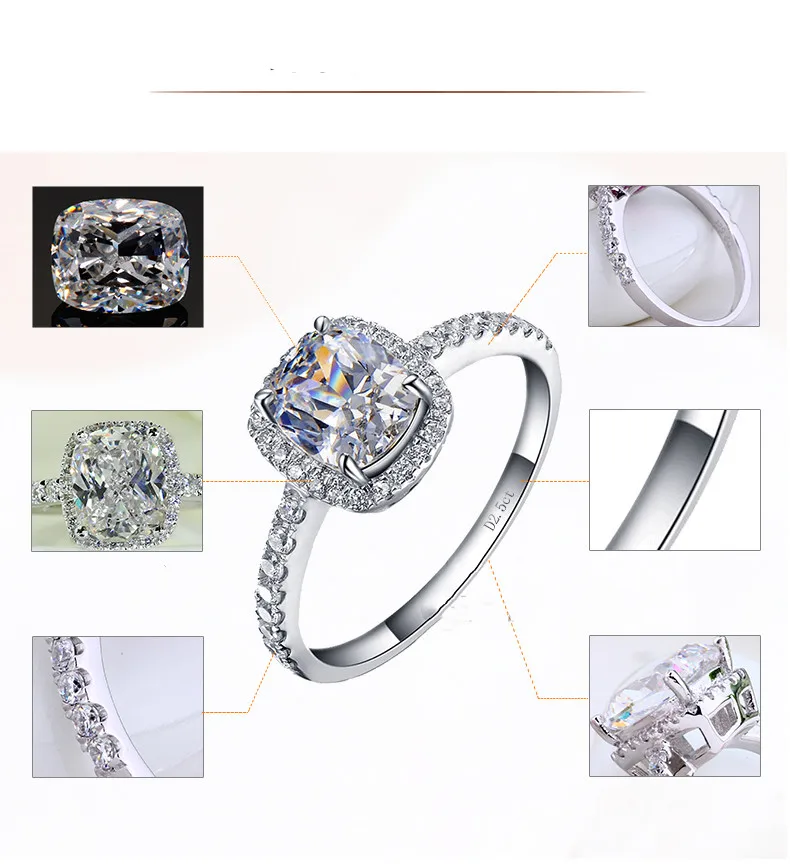 CC 925 серебряные ювелирные кольца для женщин прямоугольный кубический цирконий