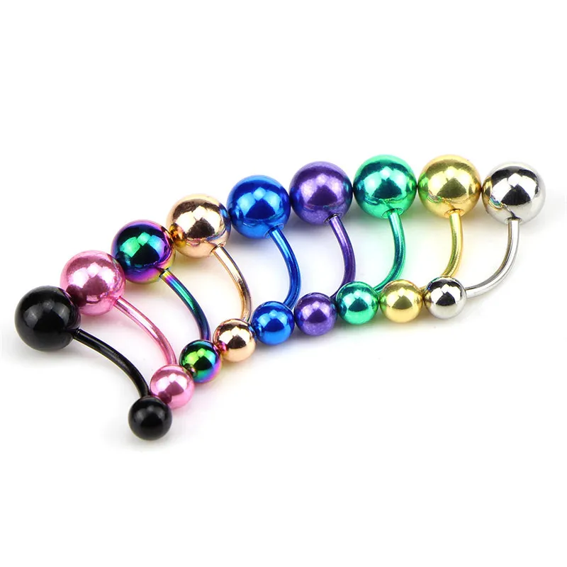 

9pcs/lot Sexy Simulated Pearl Color Ball Navel Ring Belly Button Bar Body Jewelry Navel Piercing Stainless Steel Belly Ring