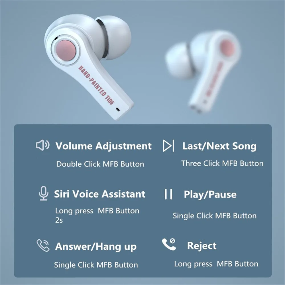 1 пара уникальных граффити наушников чехол Bluetooth 5 0 гарнитура два голосовых