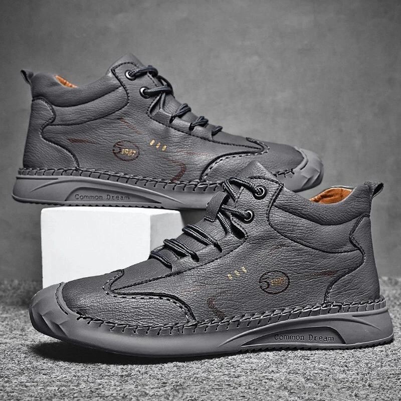 

Men's Ankle Boots 2020 Autumn PU Leather Male Casual Shoes Rubber Toe Cap Fashion Trendy Shoes For Men Soft Bottom Mens Sneakers