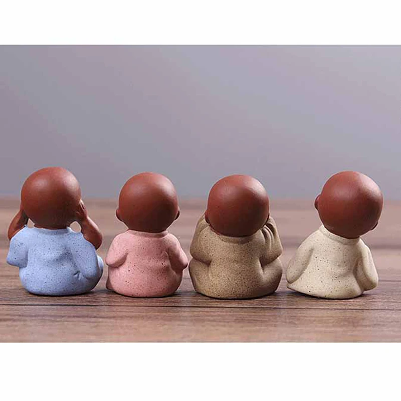 

Ceramic Ornaments Yoga Mandala Tea Pet Purple Ceramic Crafts DecorativeMonk Small Buddha Statue Monk Figurine Tathagata
