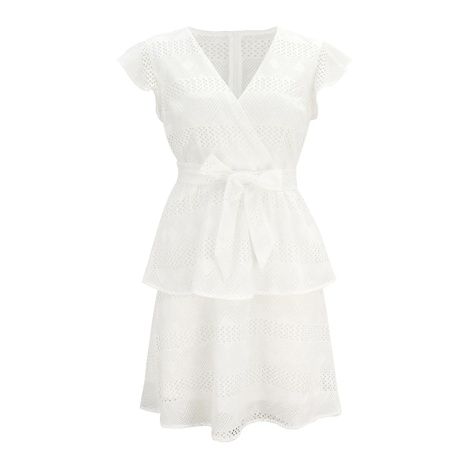 

Deep V Neck Tanslucent Sexy Mini Dress Beige Transparent Back Sashes Dress A Little Louder Dress Vestidos