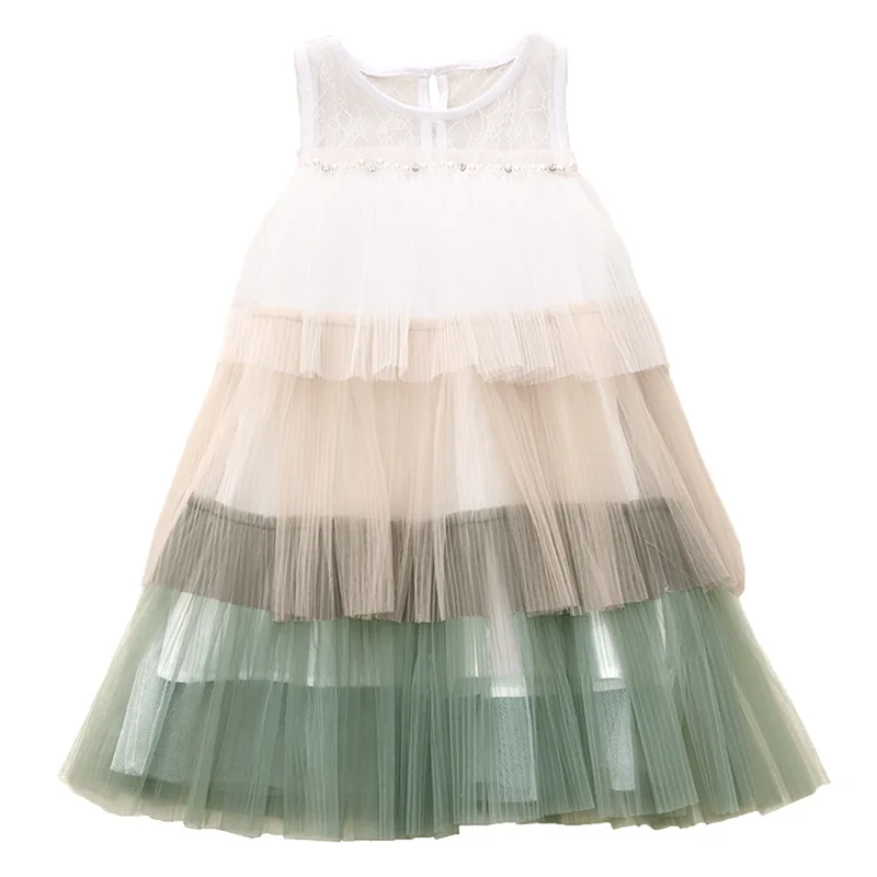 rainbow tulle dress age for 3 - 12 yrs little girls colorful 2019 new summer ruffle lace sleeveless baby vest frocks | Детская одежда и