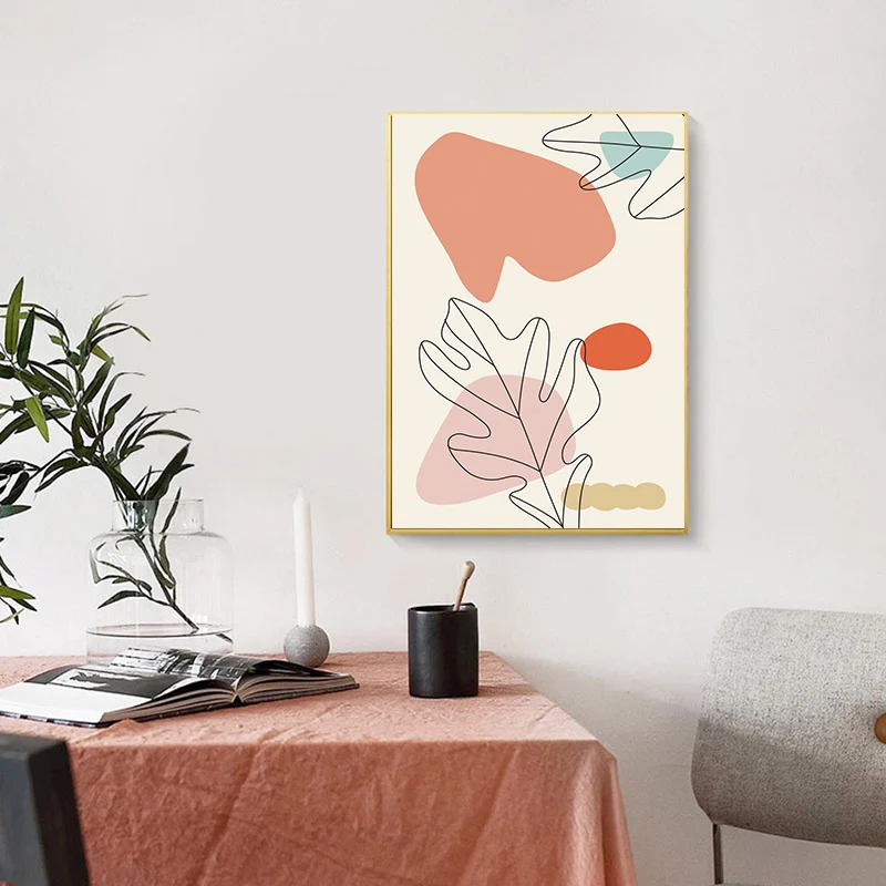 

Leaf Line Art Pattern Background Poster Canvas Painting Decorative Wall Pictures Modern Home Decor For Living Room