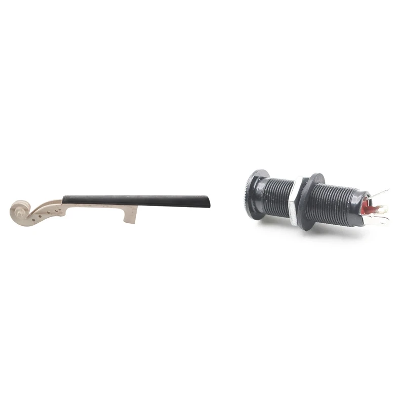 

1Pcs Cylinder Clip End Pin Mono Panel Output Jack Socket & 1Pcs 4/4 Size Maple Violin Neck Ebony Fingerboard Violin