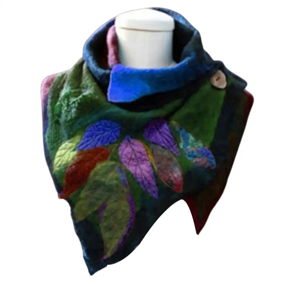 

Scarf Leaf Print Soft Polyester Womens Long Shawl for Travel