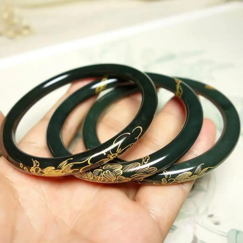

Natural Jade Bangle Bracelet Hand-carved Charm Jewelry Fashion Accessories For Men Women Accessories For Friend 1pc