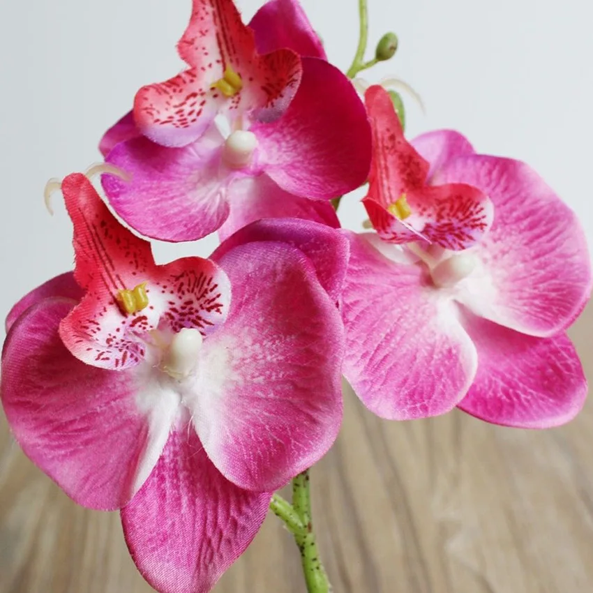 

3 Heads Artificial Fake Butterfly Orchid Flower Filled Life For House Garden Wedding Decor Arrangements Flower Aesthetic Supplie